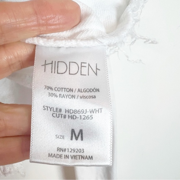HIDDEN LOS ANGELES WHITE DENIM FRAY HEM JACKET SZ MEDIUM - Picture 5 of 9